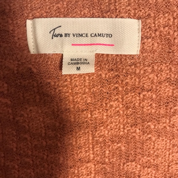 Vince Camuto Orange V-Neck Slub Knit Cotton Cardigan Size Medium - Picture 3 of 5